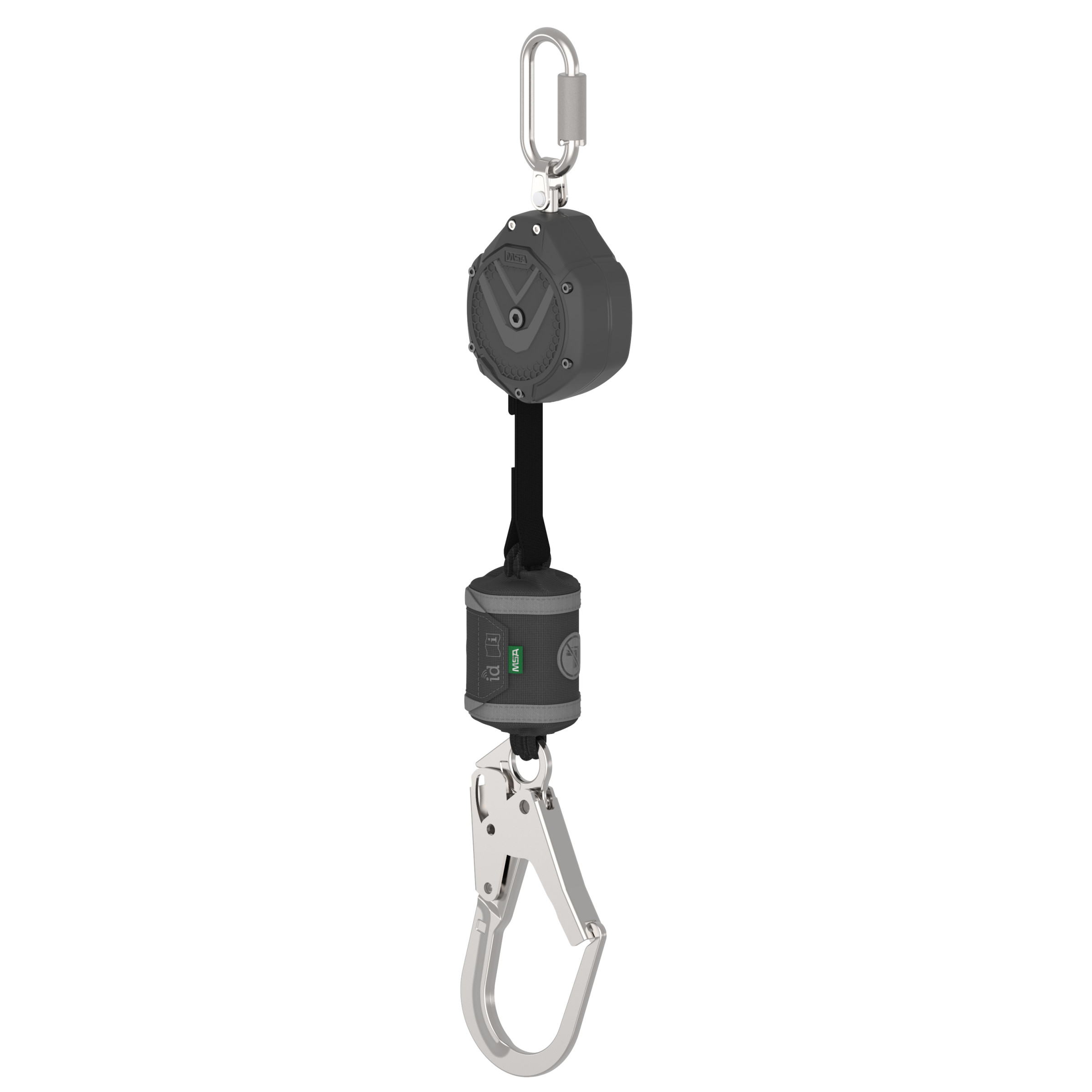 V-SHOCK PFL, 6', single-leg, 36CL large steel snaphook, steel carabiner (top), ANSI Z359.14